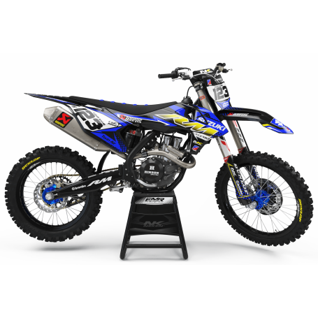 Kit déco Perso FACTORY suzuki ENERGY MA33D2 bleu/jaune