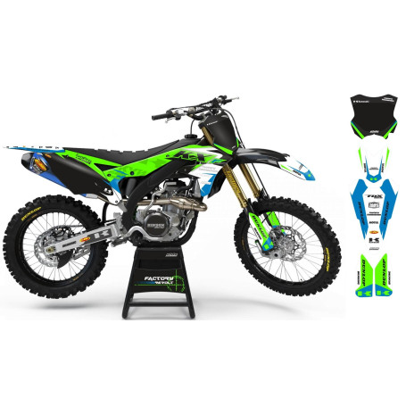 Kit déco Perso KAWASAKI Factory Revolt A26B4 green/white/blue